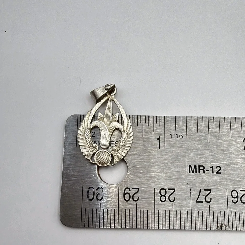 Antique Victorian Egyptian Silver Lilly Flower Serpents Pendant Hallmarked